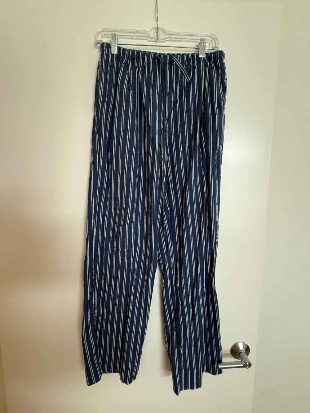 Reformation Navy & White Stripe Elastic Waist Straight Leg Pants Size Medium